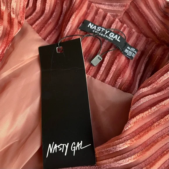 Nasty Gal Collection Pink Crushed Velvet Ribbed Double Breasted Lined Blazer NWT - Picture 9 of 10